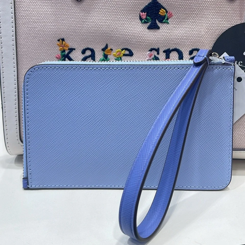 Kate Spade Lucy Small L-zip Wristlet Evening Blue Iris Multi NWT